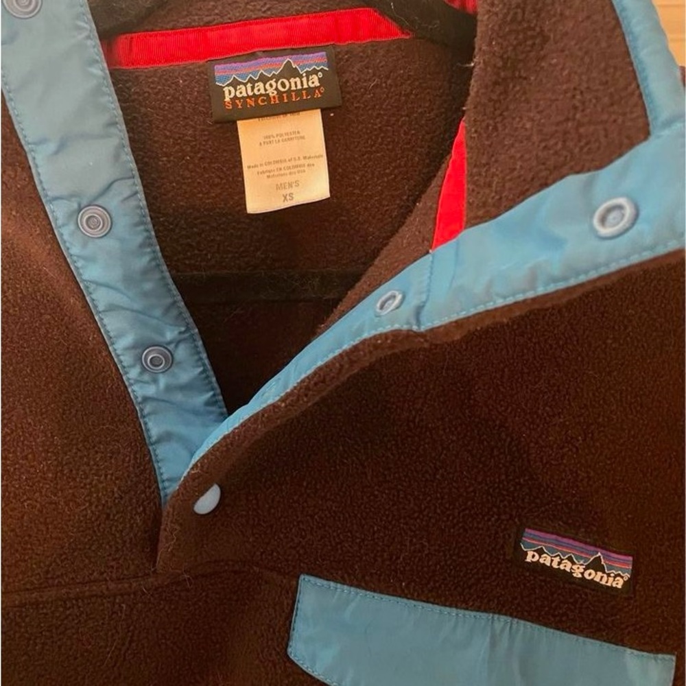 Men’s XS Patagonia synchilla fleece EUC brown and blue